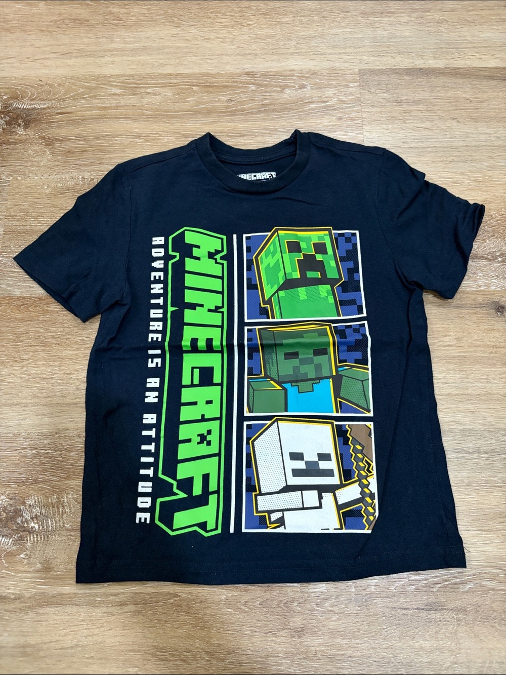 Kids navy blue Graphic Tee - Adventure Is An Attitude Minecraft
